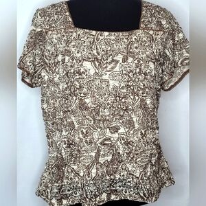 East 5th Short Sleeve Textured Paisley Top - Size XL